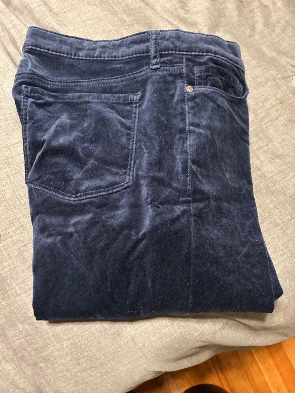 Women’s Navy Blue Velvet like Pants